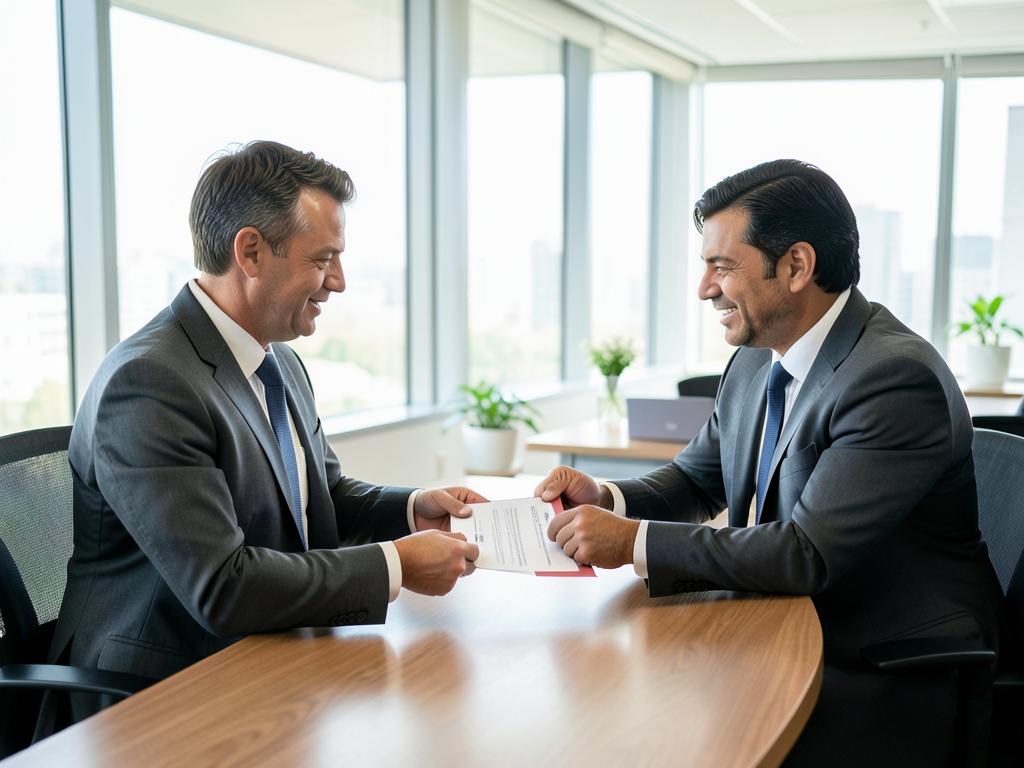 Incontro tra professionisti per la firma di un contratto